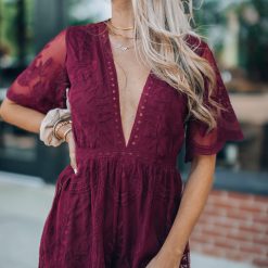 Southern Alternative Artemis Lace Romper (Wine)