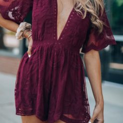 Southern Alternative Artemis Lace Romper (Wine)