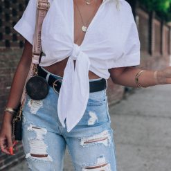 Southern Alternative Clothing Moonlight Tie Crop Top (White)