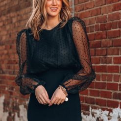 Southern Alternative Glam Party Puff Sleeve Mini Dress (Black)
