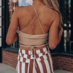 Southern Alternative Ilena Cross Front Top (Oatmeal) Crop Tops