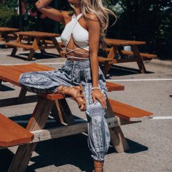 Southern Alternative Crop Tops Ilena Cross Front Top (Ivory)