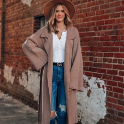 Southern Alternative Effortless Knitted Trench Coat (Latte) Jackets