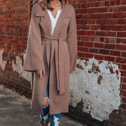 Southern Alternative Effortless Knitted Trench Coat (Latte) Jackets