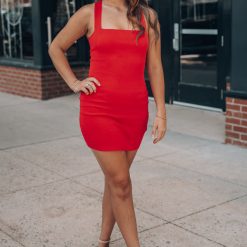 Southern Alternative Play Date Cross Knit Mini Dress (Red) 10 Southern Alternative Play Date Cross Knit Mini Dress (Red)