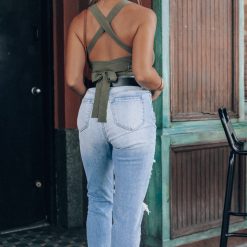 Southern Alternative Heartbreaker Knit Crop Top (Olive) Clothing