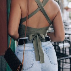 Southern Alternative Heartbreaker Knit Crop Top (Olive) Clothing