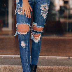 Southern Alternative Spell Distressed Skinny Jeans Denim