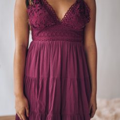 Southern Alternative Bren Lace Mini Dress (Wine) Dresses