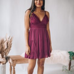 Southern Alternative Bren Lace Mini Dress (Wine) Dresses 2 Southern Alternative Bren Lace Mini Dress (Wine) Dresses