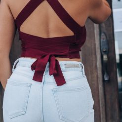 Southern Alternative Heartbreaker Knit Crop Top (Maroon) Clothing