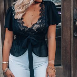 Southern Alternative Fine Lines Lace Blouse (Black) Clothing 2 Southern Alternative Fine Lines Lace Blouse (Black) Clothing