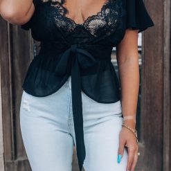 Southern Alternative Fine Lines Lace Blouse (Black) Clothing 3 Southern Alternative Fine Lines Lace Blouse (Black) Clothing