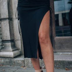 Southern Alternative Out Late Cinched Midi Skirt (Black)