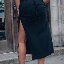 Southern Alternative Out Late Cinched Midi Skirt (Black)