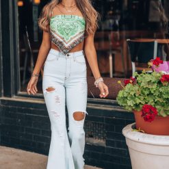 Southern Alternative Anya Satin Scarf Top (Green)