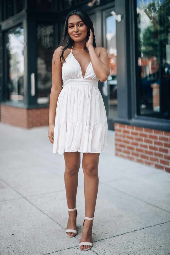 Southern Alternative Dresses Ryan Halter Mini Dress (Oatmeal) Southern Alternative Dresses Ryan Halter Mini Dress (Oatmeal)