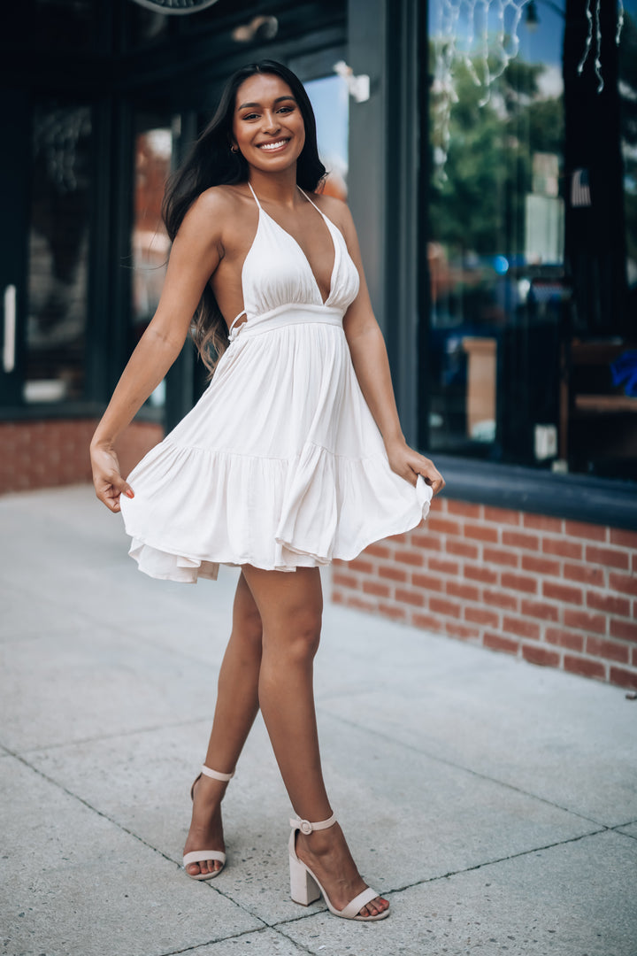 Southern Alternative Dresses Ryan Halter Mini Dress (Oatmeal) Southern Alternative Dresses Ryan Halter Mini Dress (Oatmeal)