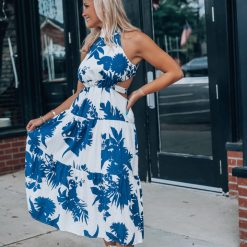 Southern Alternative Dresses Sunsational Cutout Midi Dress (Navy)