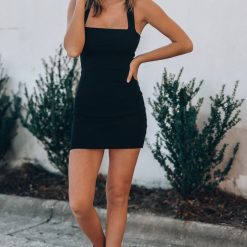 Southern Alternative Play Date Cross Knit Mini Dress (Black)