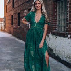 Southern Alternative Wildflower Lace Romper Dress (Forest Green) Dresses