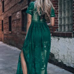Southern Alternative Wildflower Lace Romper Dress (Forest Green) Dresses 3 Southern Alternative Wildflower Lace Romper Dress (Forest Green) Dresses