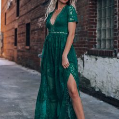 Southern Alternative Wildflower Lace Romper Dress (Forest Green) Dresses 5 Southern Alternative Wildflower Lace Romper Dress (Forest Green) Dresses