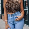 Southern Alternative Clothing Lucie Ruched Leopard Crop Top