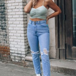 Southern Alternative Clothing Mid Day Crop Top (Sage)