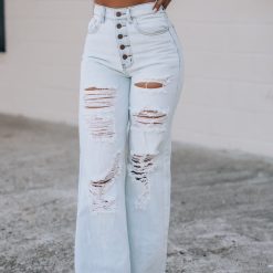 Southern Alternative Stay Awhile Wide Leg Distressed Jeans (Light Wash) 6 Southern Alternative Stay Awhile Wide Leg Distressed Jeans (Light Wash)