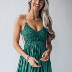 Southern Alternative Dresses Byron Bay Lace Maxi Dress (Emerald)