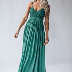 Southern Alternative Dresses Byron Bay Lace Maxi Dress (Emerald)
