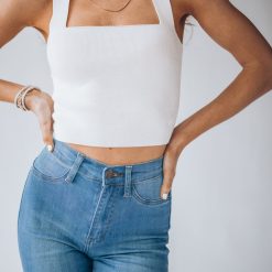 Southern Alternative Heartbreaker Knit Crop Top (Ivory)