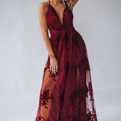 Southern Alternative Clothing All My Love Maxi Gown (Wine)
