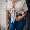 Southern Alternative Moonlight Tie Crop Top (Taupe)