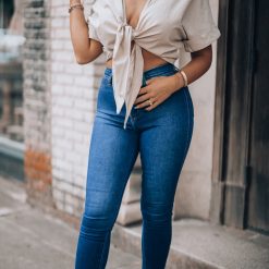 Southern Alternative Moonlight Tie Crop Top (Taupe) 2 Southern Alternative Moonlight Tie Crop Top (Taupe)