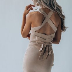 Southern Alternative Play Date Cross Knit Mini Dress (Taupe) 4 Southern Alternative Play Date Cross Knit Mini Dress (Taupe)