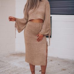 Southern Alternative Clothing Anastasia Knit Skirt Set (Mocha)