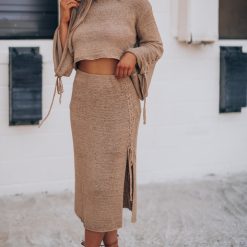 Southern Alternative Clothing Anastasia Knit Skirt Set (Mocha)