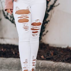 Southern Alternative Mile High Distressed Skinny Jeans (White) Denim