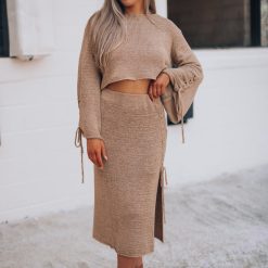 Southern Alternative Clothing Anastasia Knit Skirt Set (Mocha)