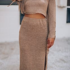 Southern Alternative Clothing Anastasia Knit Skirt Set (Mocha)