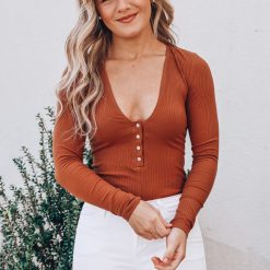 Southern Alternative Bliss Ribbed Bodysuit (Rust)