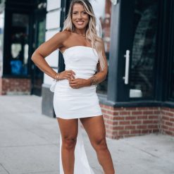 Southern Alternative Quincy Bow Mini Dress (White)