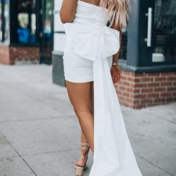 Southern Alternative Quincy Bow Mini Dress (White)