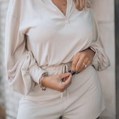 Southern Alternative Clothing Regina Long Sleeve Romper (Beige)