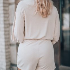 Southern Alternative Clothing Regina Long Sleeve Romper (Beige)