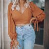 Southern Alternative Autumn Days Crop Top (Rust) Blouses + Tops