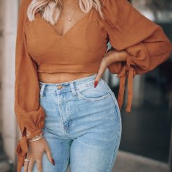 Southern Alternative Autumn Days Crop Top (Rust) Blouses + Tops