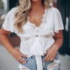 Southern Alternative Fine Lines Lace Blouse (White) Blouses + Tops